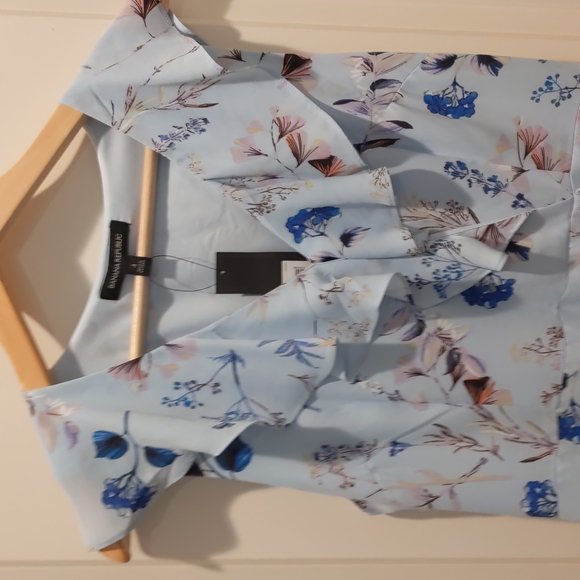 NWT, Banana Republic sleeveless high- low ruffle maxi dress, light blue, size 4 - Picture 4 of 11